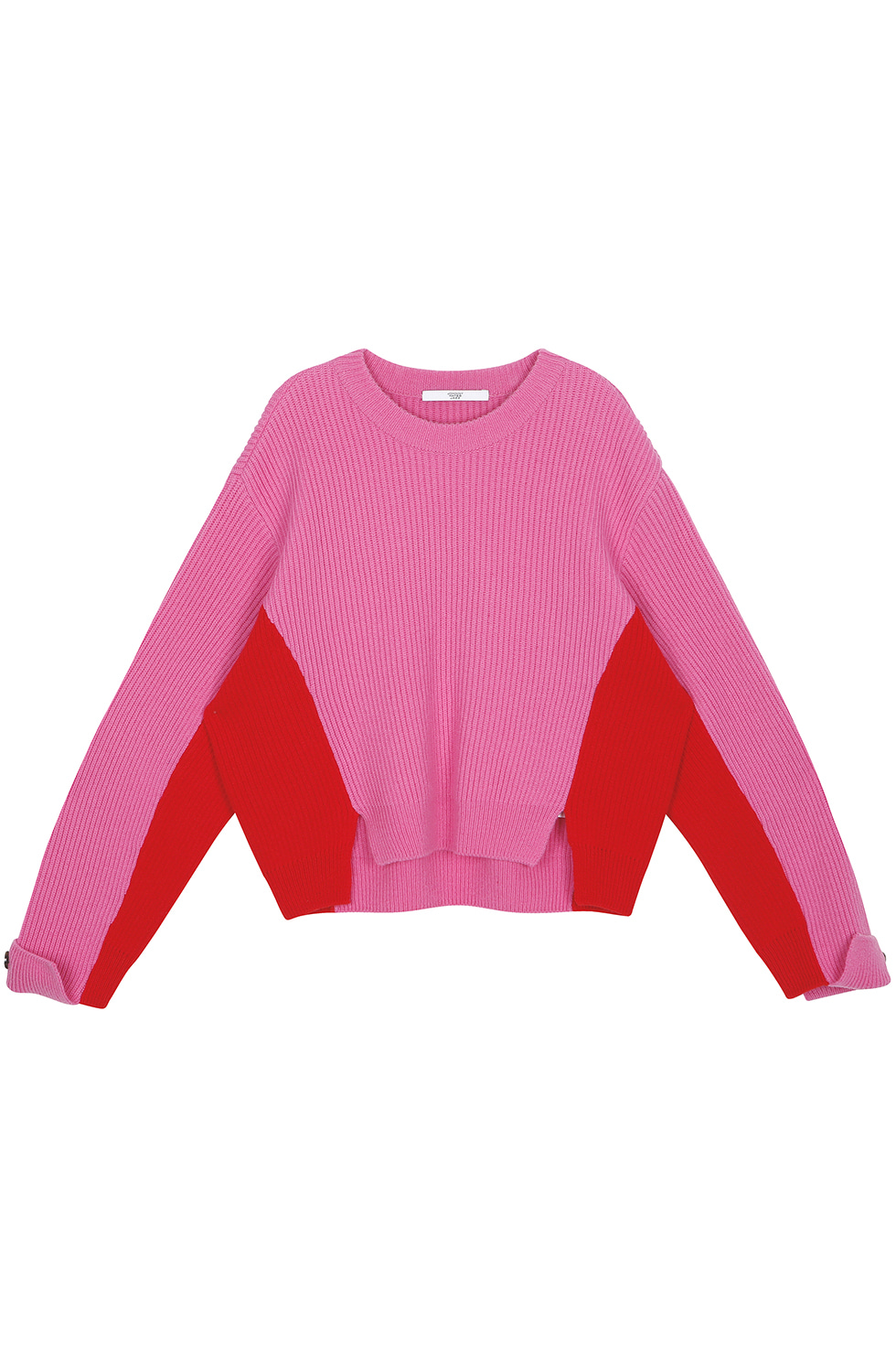 COLOR BLOCK KNIT PULLOVER - PINK