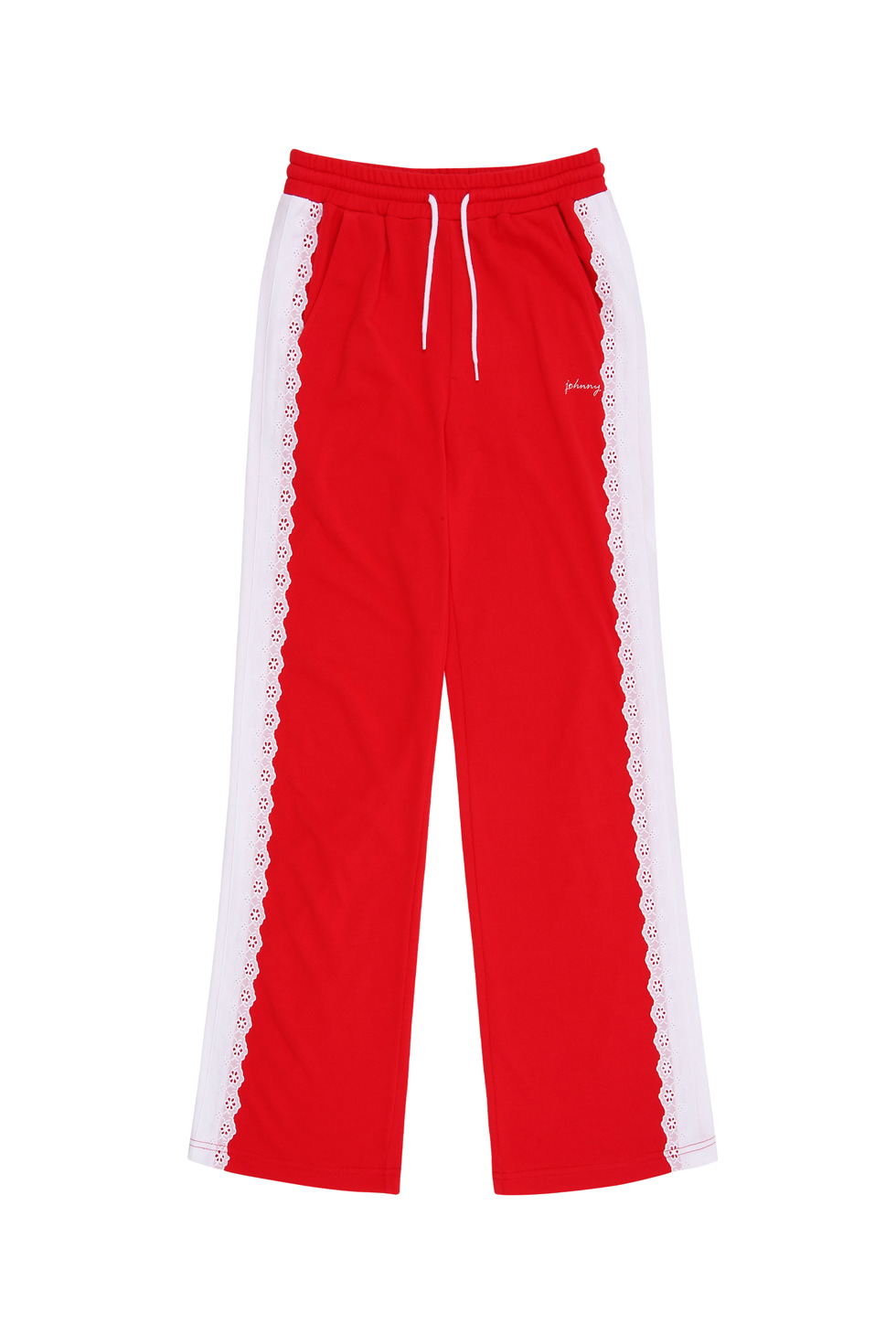 LACE JERSEY PANTS - RED