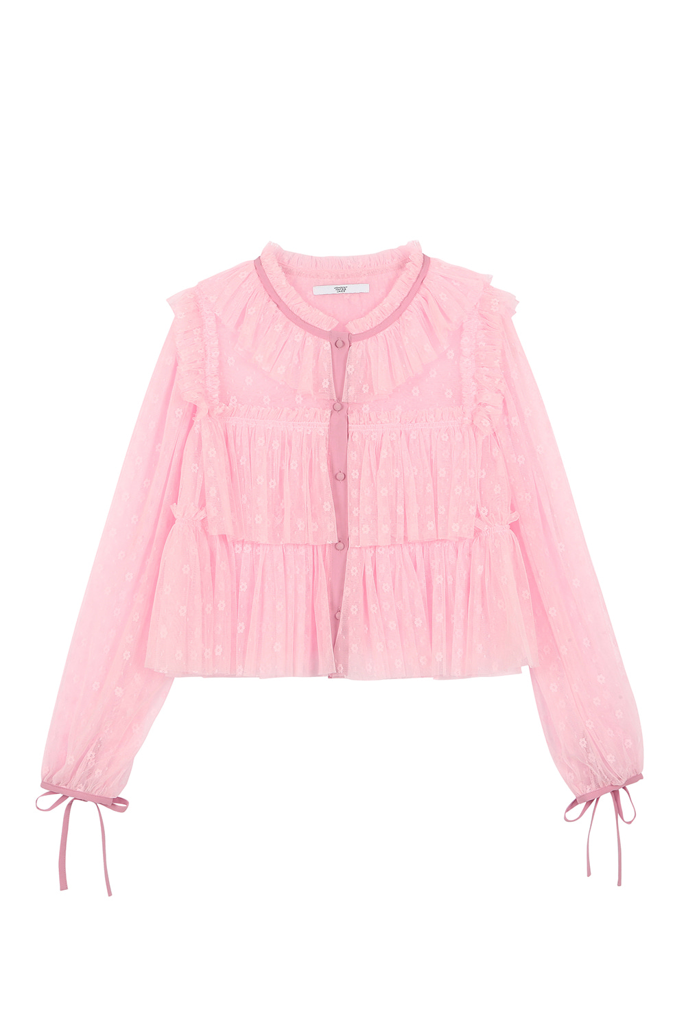 LACE TULLE BLOUSE - PINK