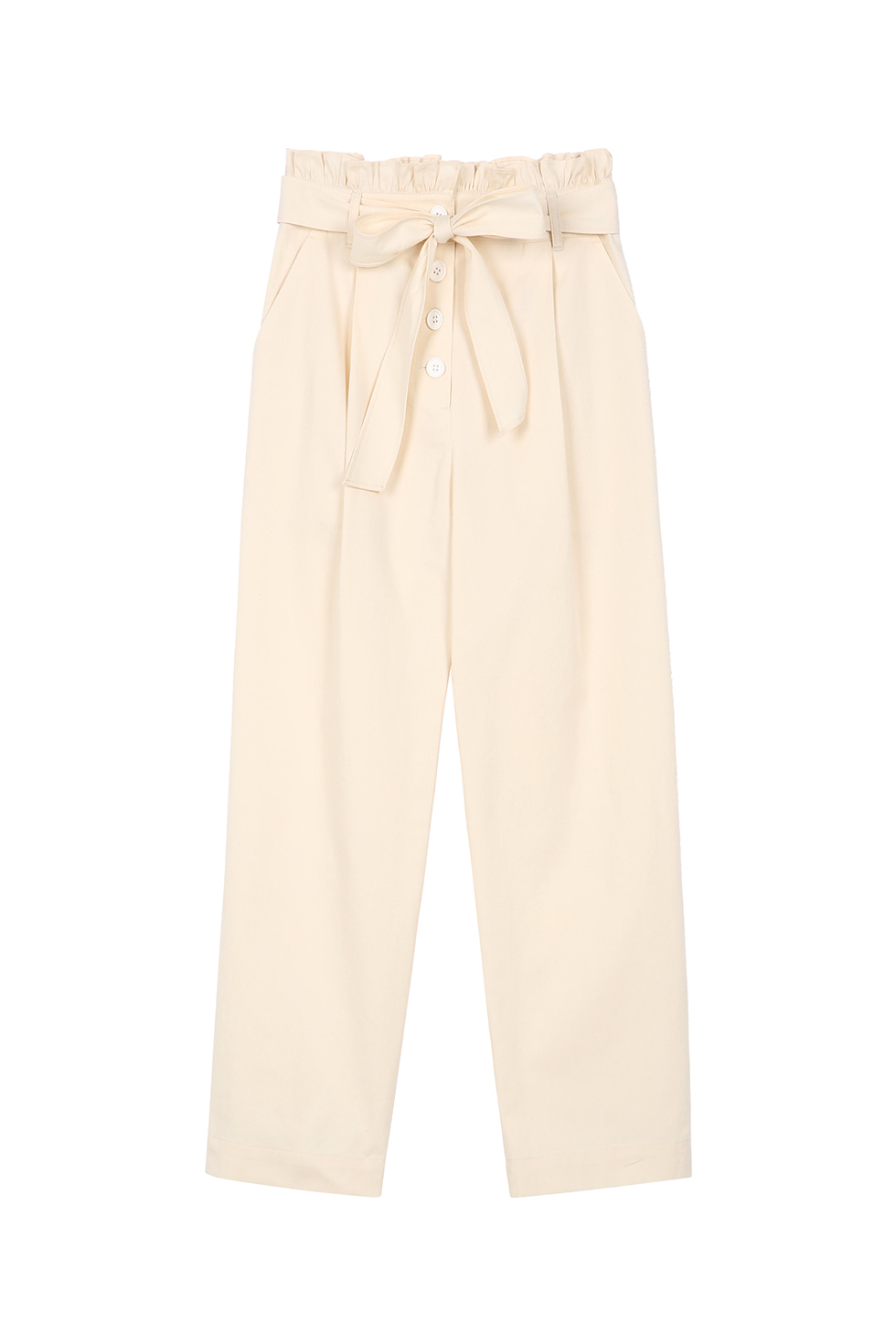 BUTTON UP SHIRRING PANTS - IVORY