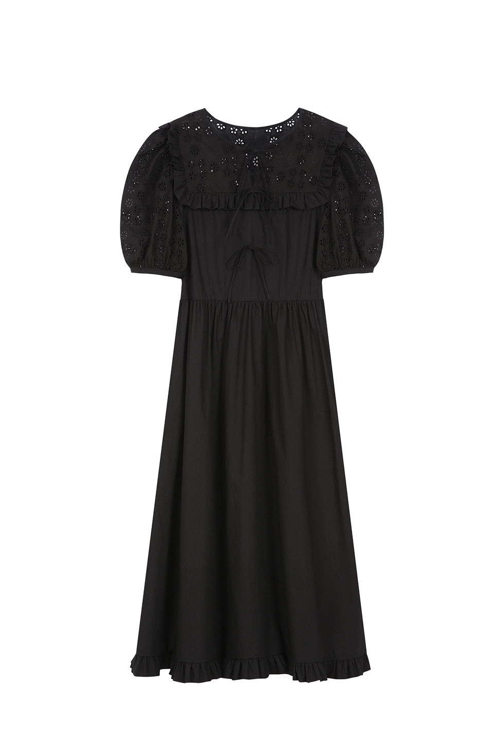 COTTON BROIDERY DRESS - BLACK