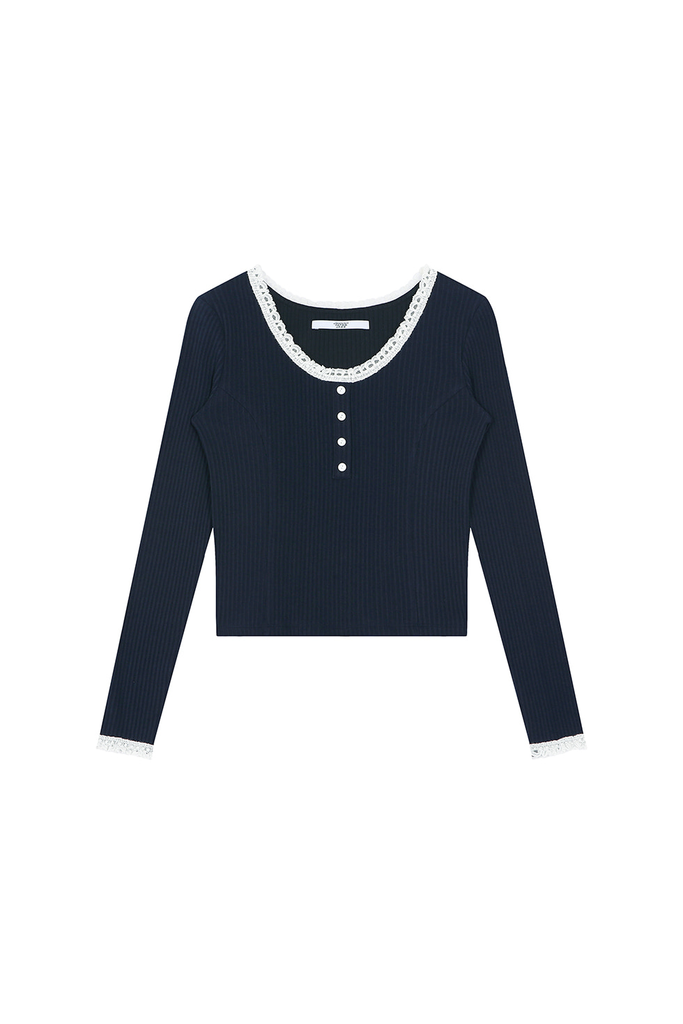 LACE NECK LONG SLEEVES - NAVY