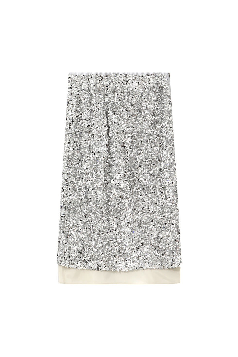 LAYERED SEQUIN SKIRT - SILVER