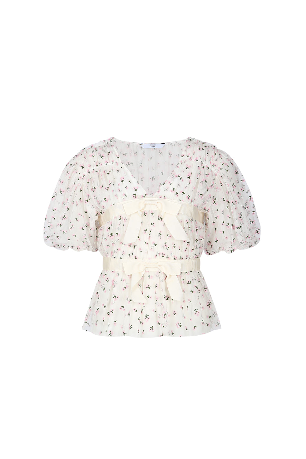 FLOWER TULLE BLOUSE - PINK