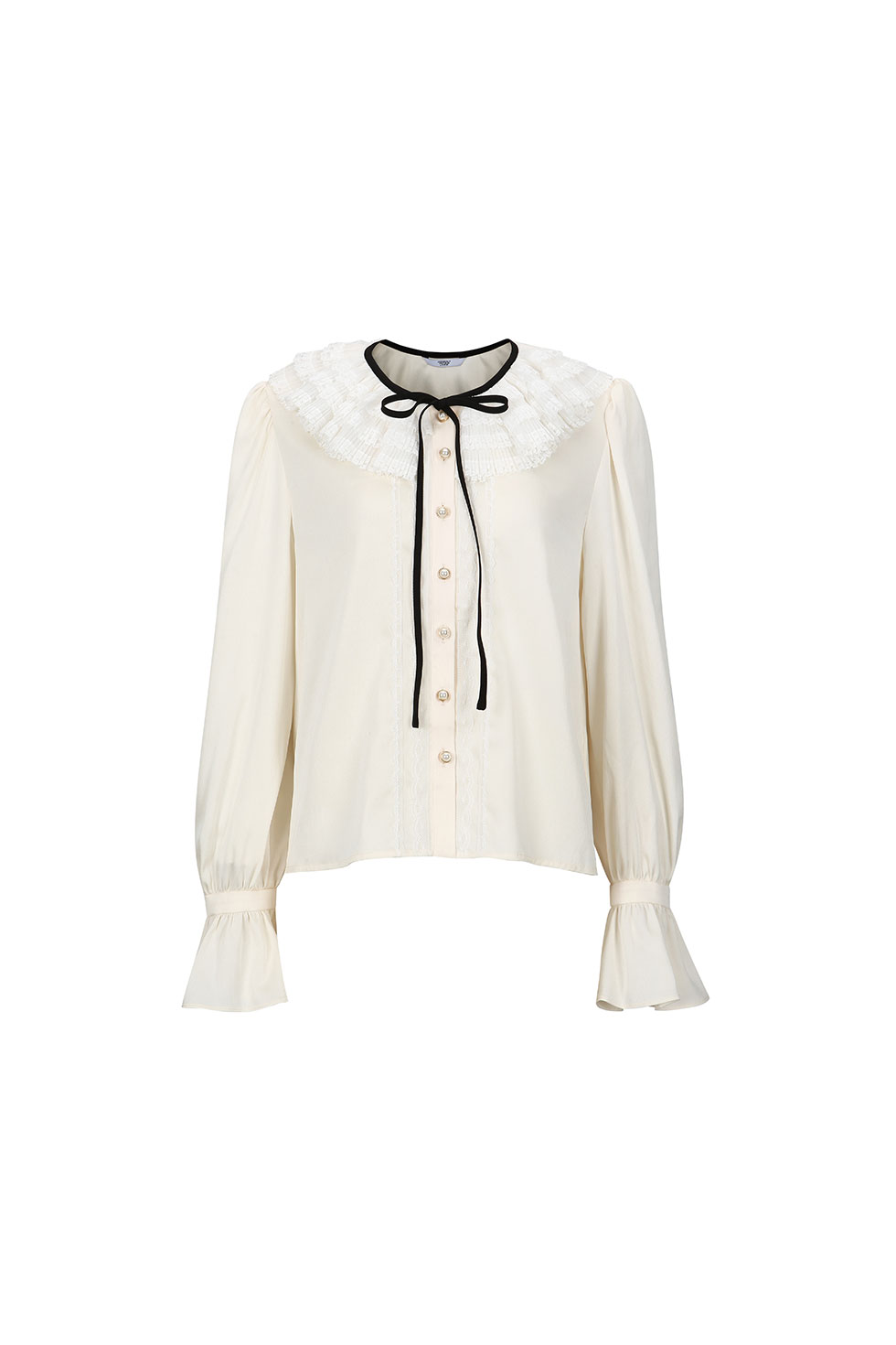 LACE COLLAR SATIN BLOUSE - IVORY