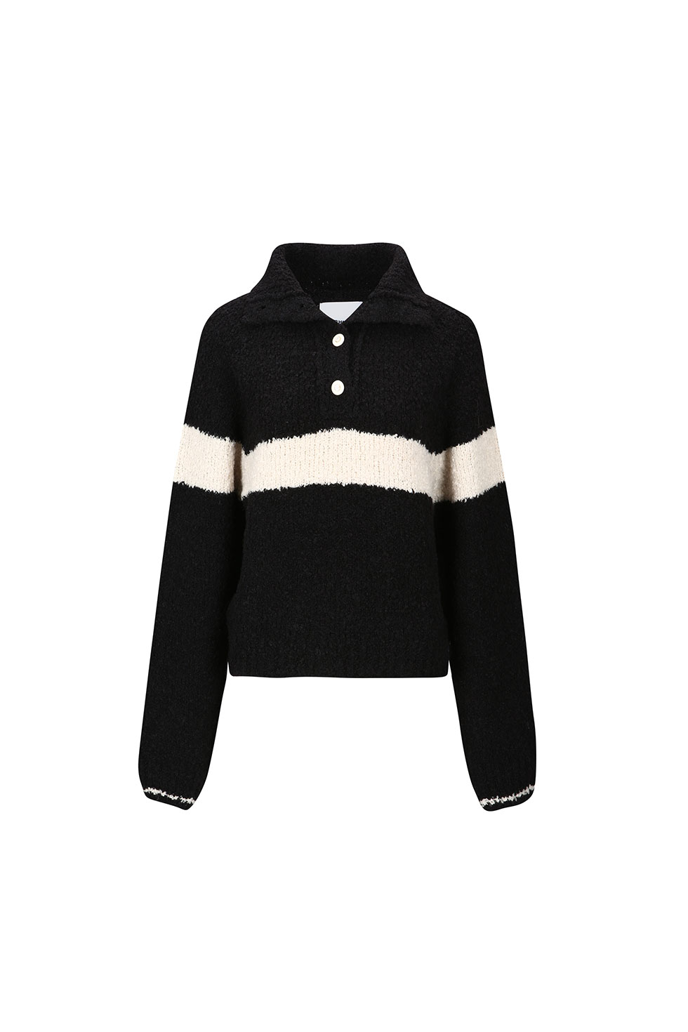 BOUCLE KNIT PULLOVER - BLACK
