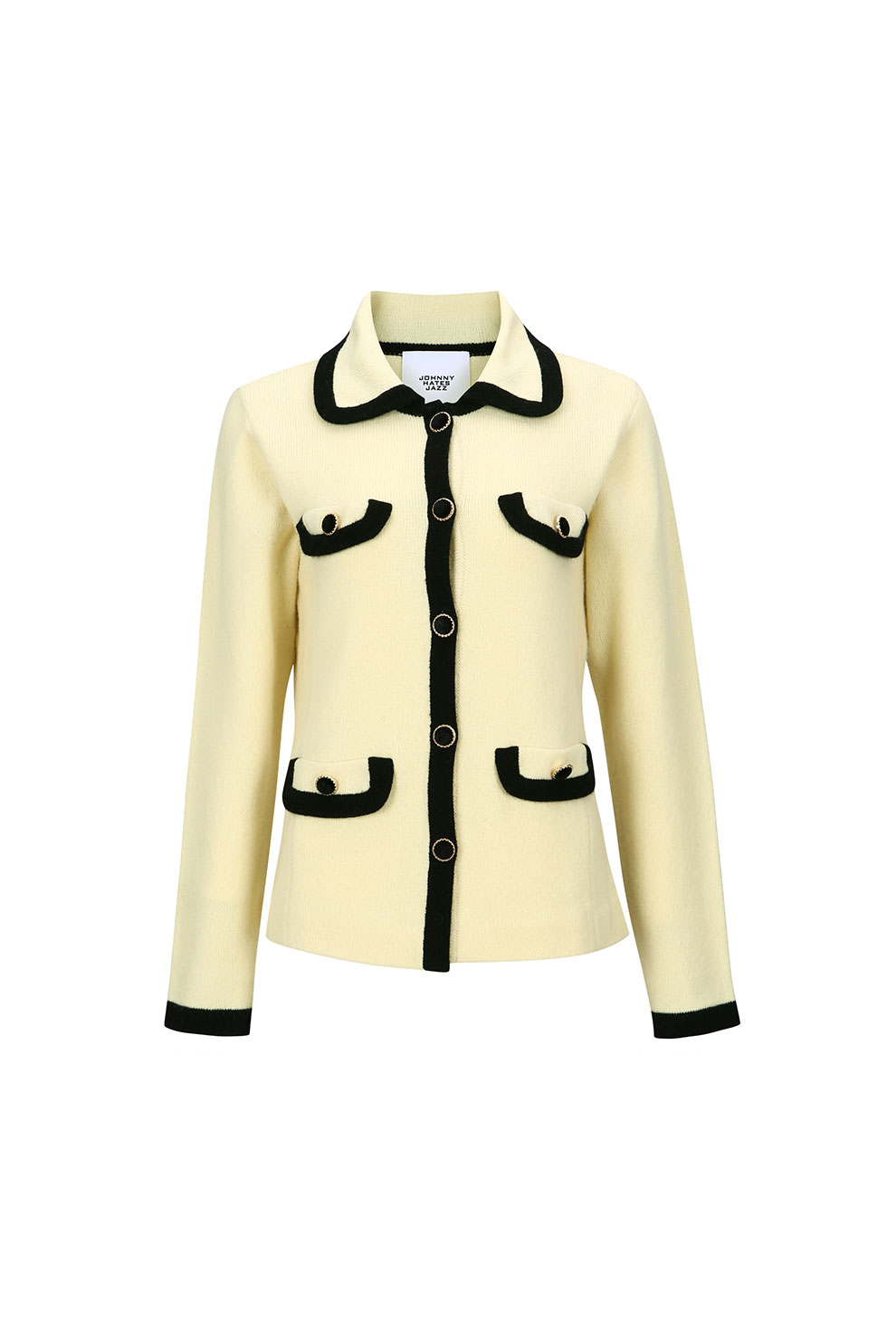 CONTRASTED SINGLE KNIT JACKET - YELLOW