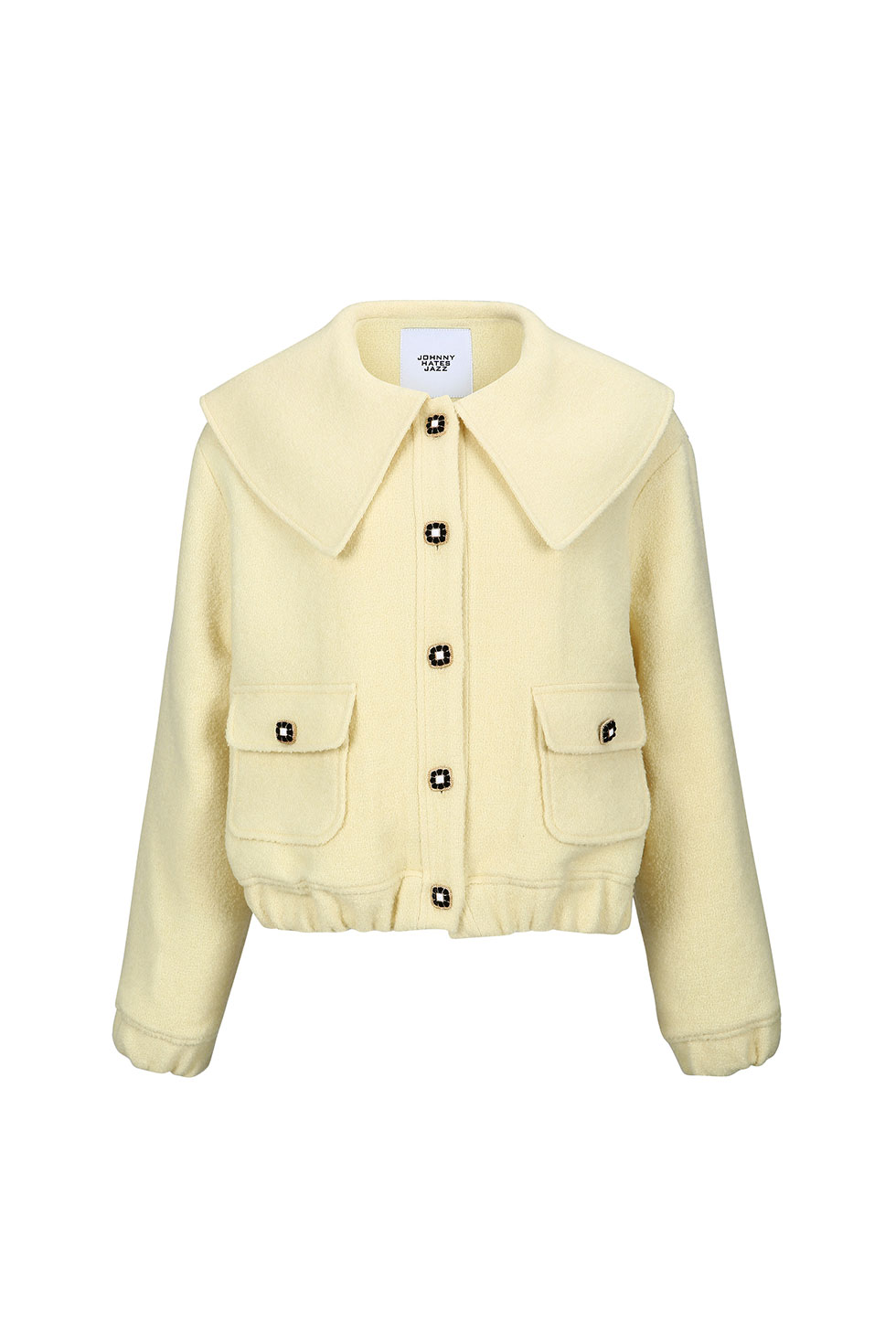 WIDE COLLAR CROPPED WOOL JACKET - YELLOW