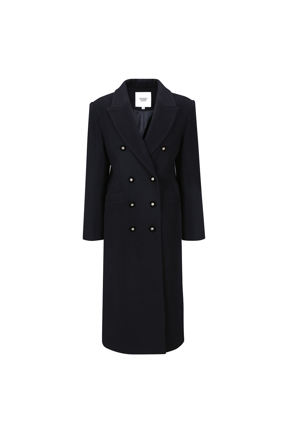 GOLD BUTTON DOUBLE COAT - NAVY