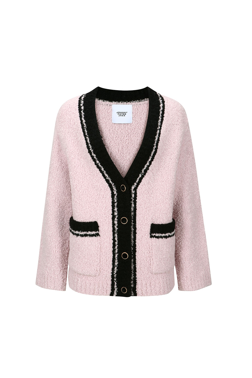 TRIMMED BOUCLE CARDIGAN - PINK