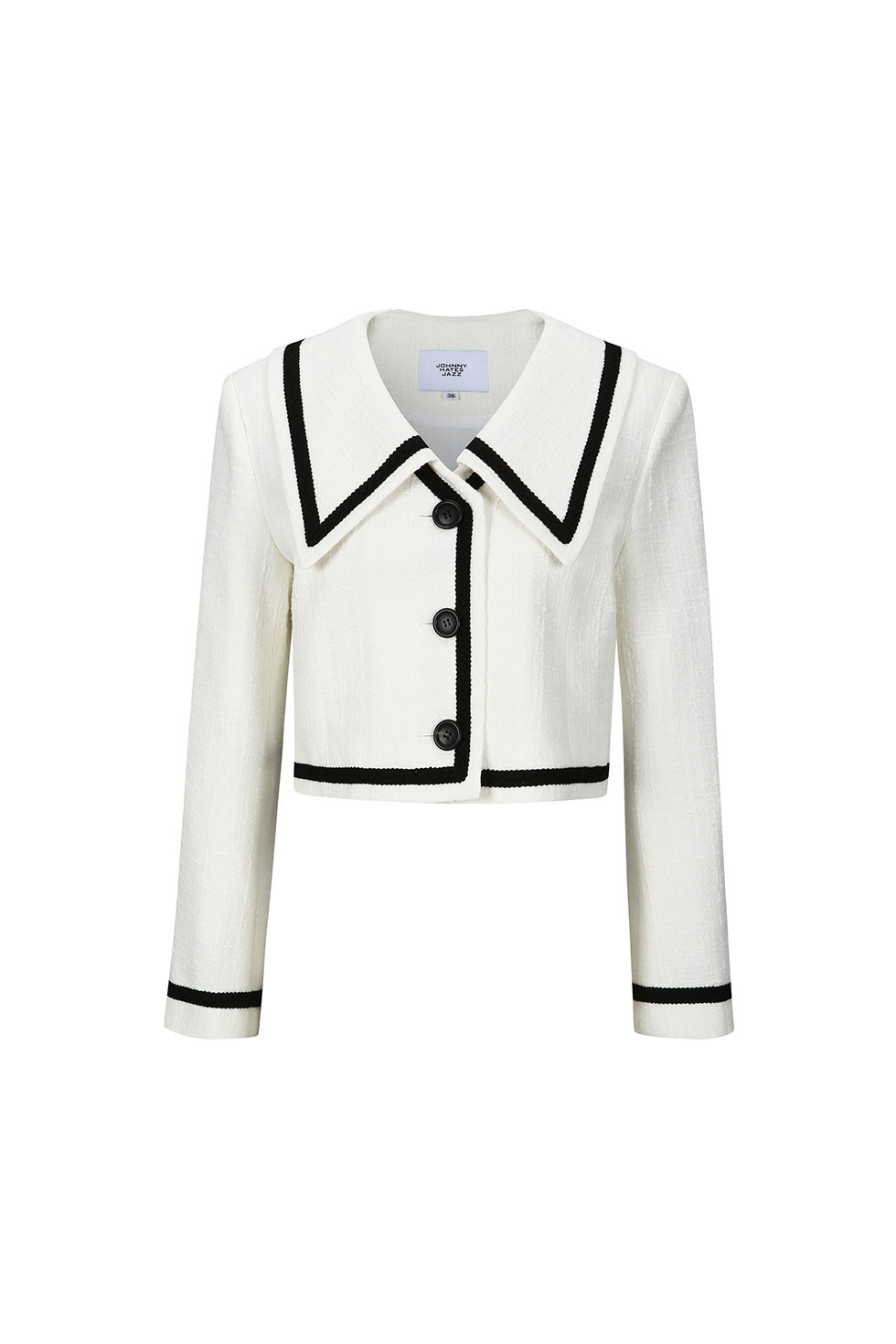CONTRASTED CROP JACKET - WHITE