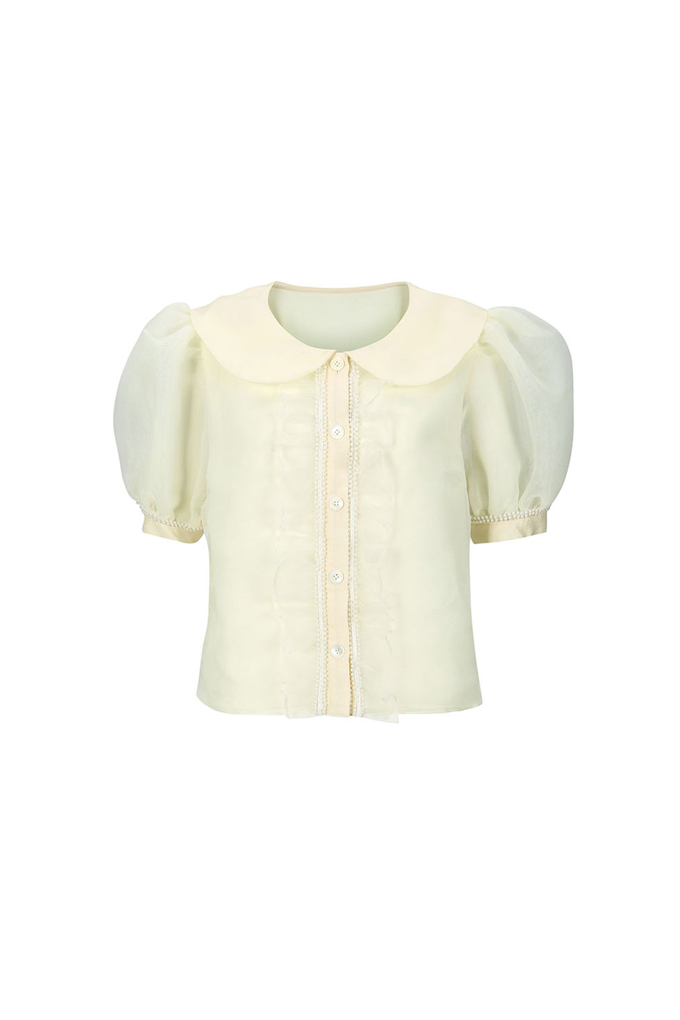 PEARL FRILL BLOUSE - YELLOW